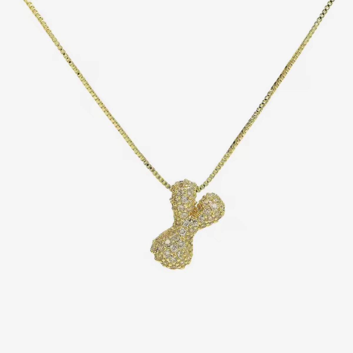 Cadena inicial bubble dorada con zirconias