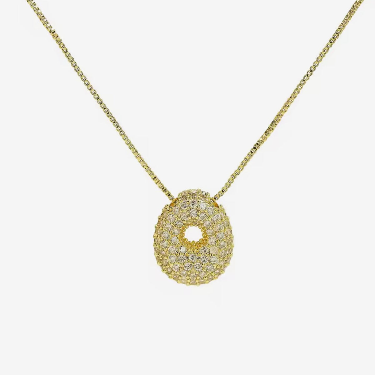 Cadena inicial bubble dorada con zirconias