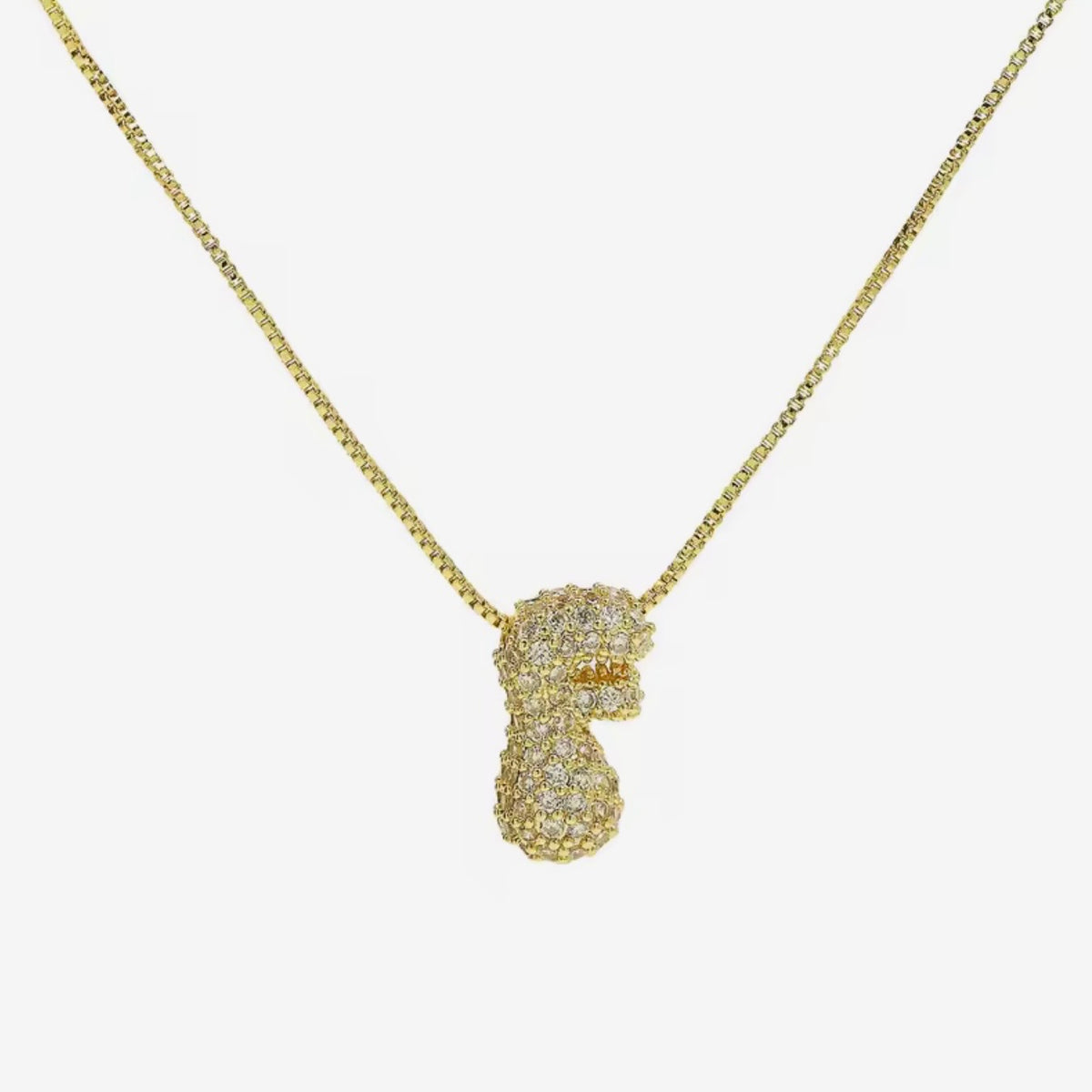 Cadena inicial bubble dorada con zirconias