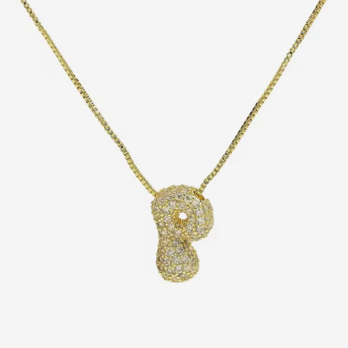 Cadena inicial bubble dorada con zirconias