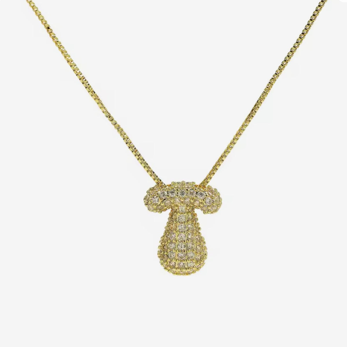 Cadena inicial bubble dorada con zirconias