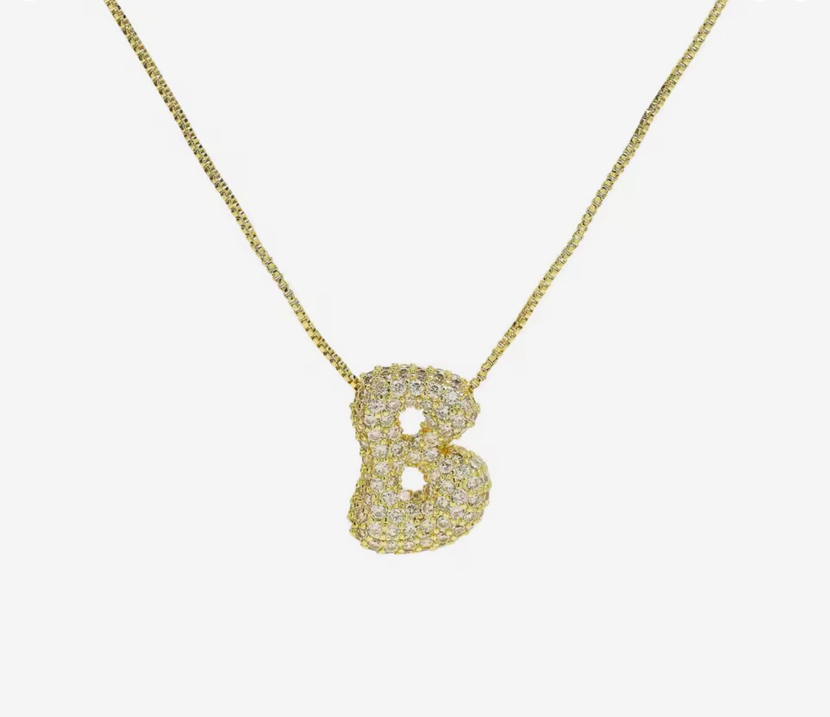 Cadena inicial bubble dorada con zirconias