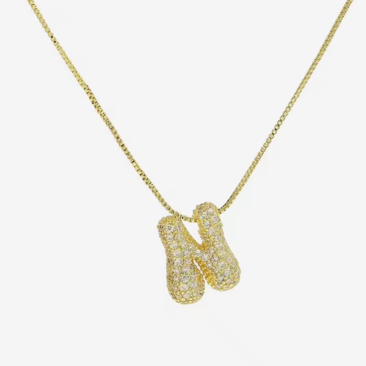 Cadena inicial bubble dorada con zirconias