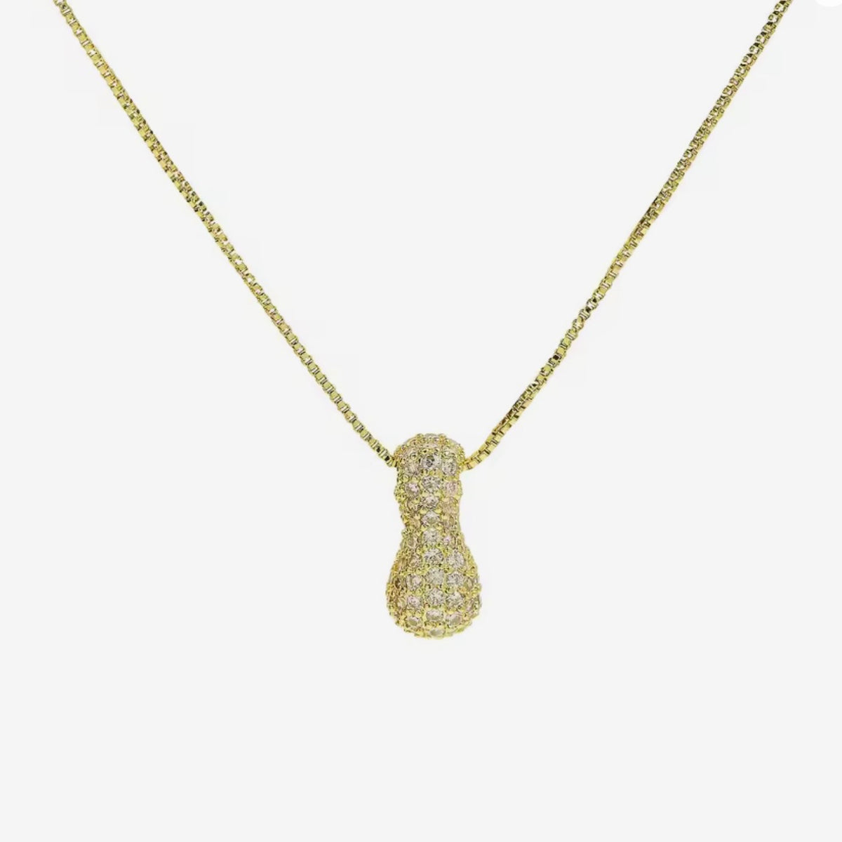 Cadena inicial bubble dorada con zirconias