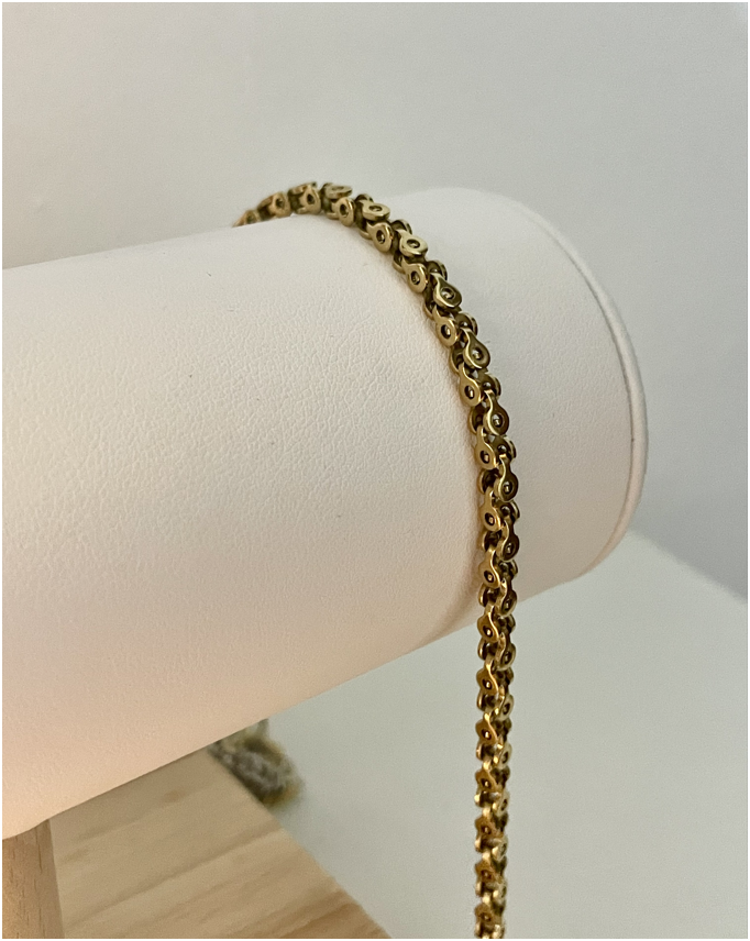 Pulsera Caballero Cadena Espiral Dorado Envejecido