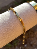 Pulsera Caballero Long Link Barra Dorada