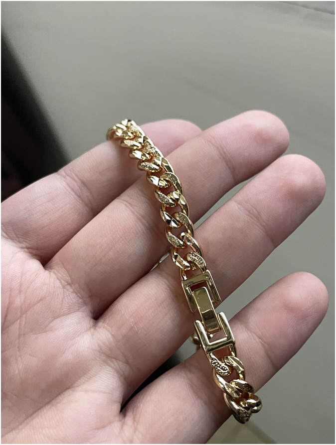 Pulsera Caballero Miami Curb Chain Diamantada Baño de Oro