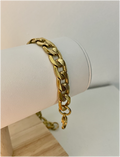 Pulsera Caballero Curb Chain Ancha Texturizada Dorada
