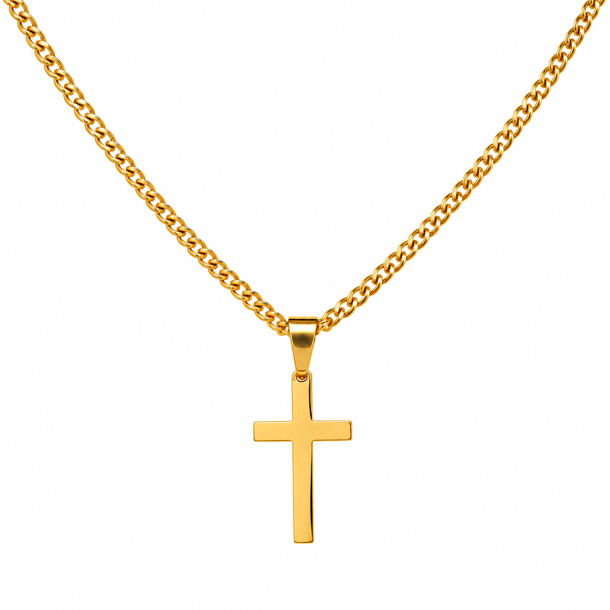 Collar Caballero Cruz Latina Dorada Curb Chain