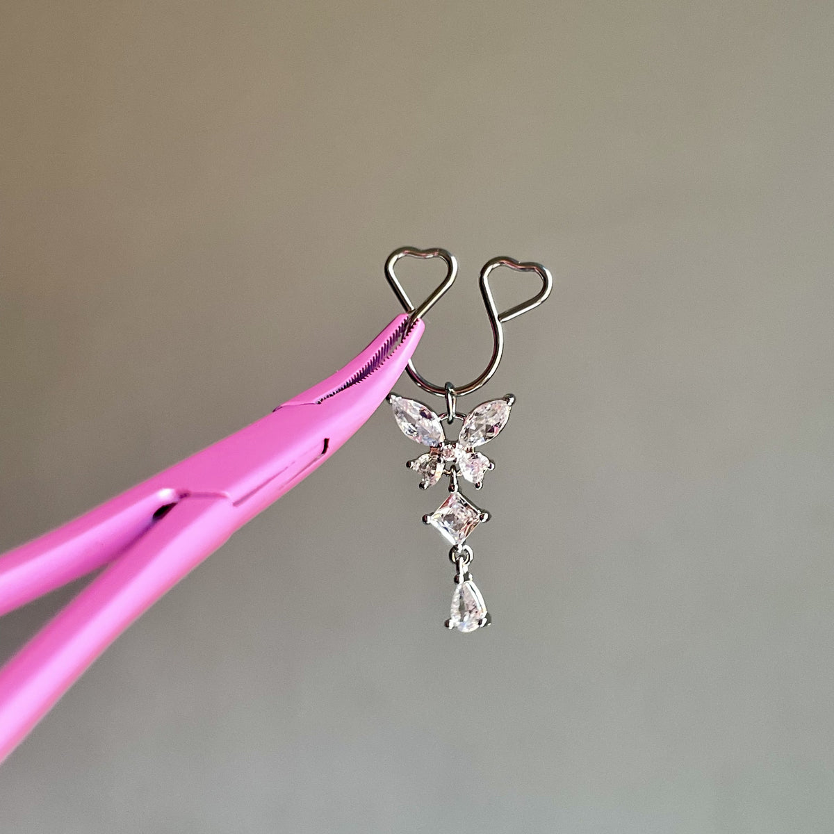 Nipple Piercing Simulador Clip Corazón Mariposa Cristal Gota