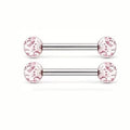 Nipple Piercing Barbell Esferas Rosa Cristal