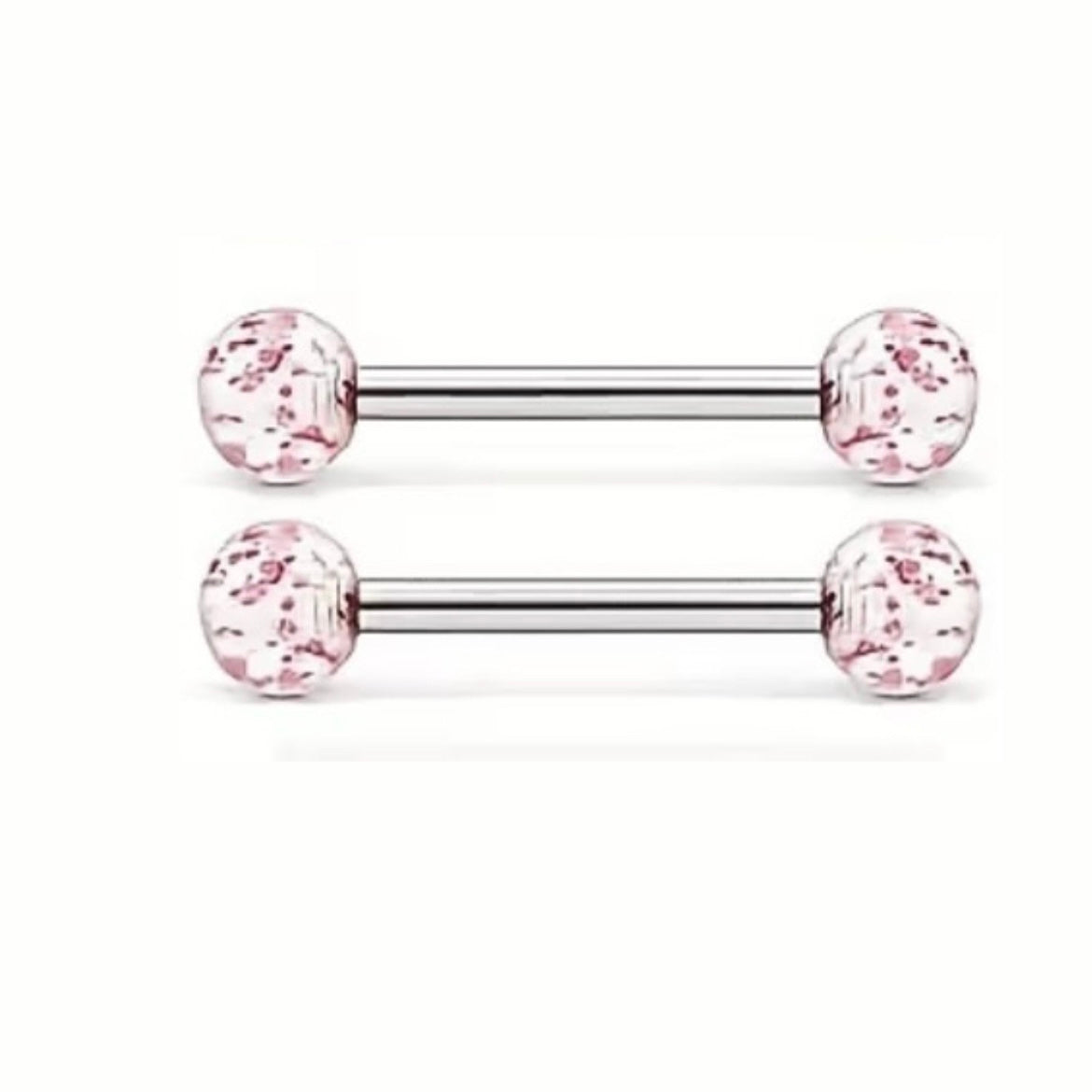 Nipple Piercing Barbell Esferas Rosa Cristal