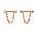 Nipple Piercing Barbell con Doble Cadena Oro Rosa