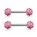Nipple Piercing Barbell Esferas Cristales Rosa