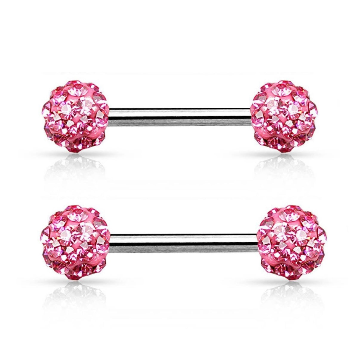 Nipple Piercing Barbell Esferas Cristales Rosa