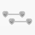 Nipple Piercing Barbell Corazón con Pavé