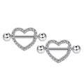 Nipple Piercing Barbell Corazón Abierto con Cristales