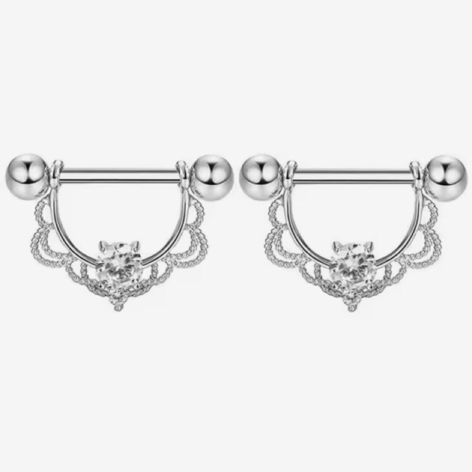 Nipple Piercing Barbell Filigrana con Cristal