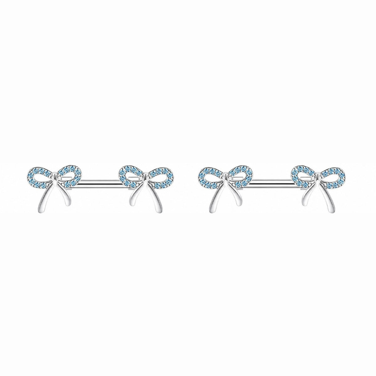 Nipple Piercing Barbell Lazo Cristales Azul Celeste