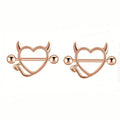 Nipple Piercing Barbell Corazón Diablo Oro Rosa