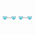 Nipple Piercing Barbell Corazón Cristales Azul Celeste