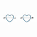 Nipple Piercing Barbell Corazón Abierto Pavé Azul Celeste
