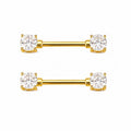 Nipple Piercing Barbell Solitario Redondo Dorado