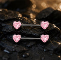 Nipple Piercing Barbell Solitario Corazón Rosa