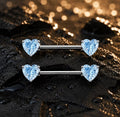 Nipple Piercing Barbell Solitario Corazón Azul Celeste