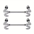 Nipple Piercing Barbell Serpiente Pavé Plateado